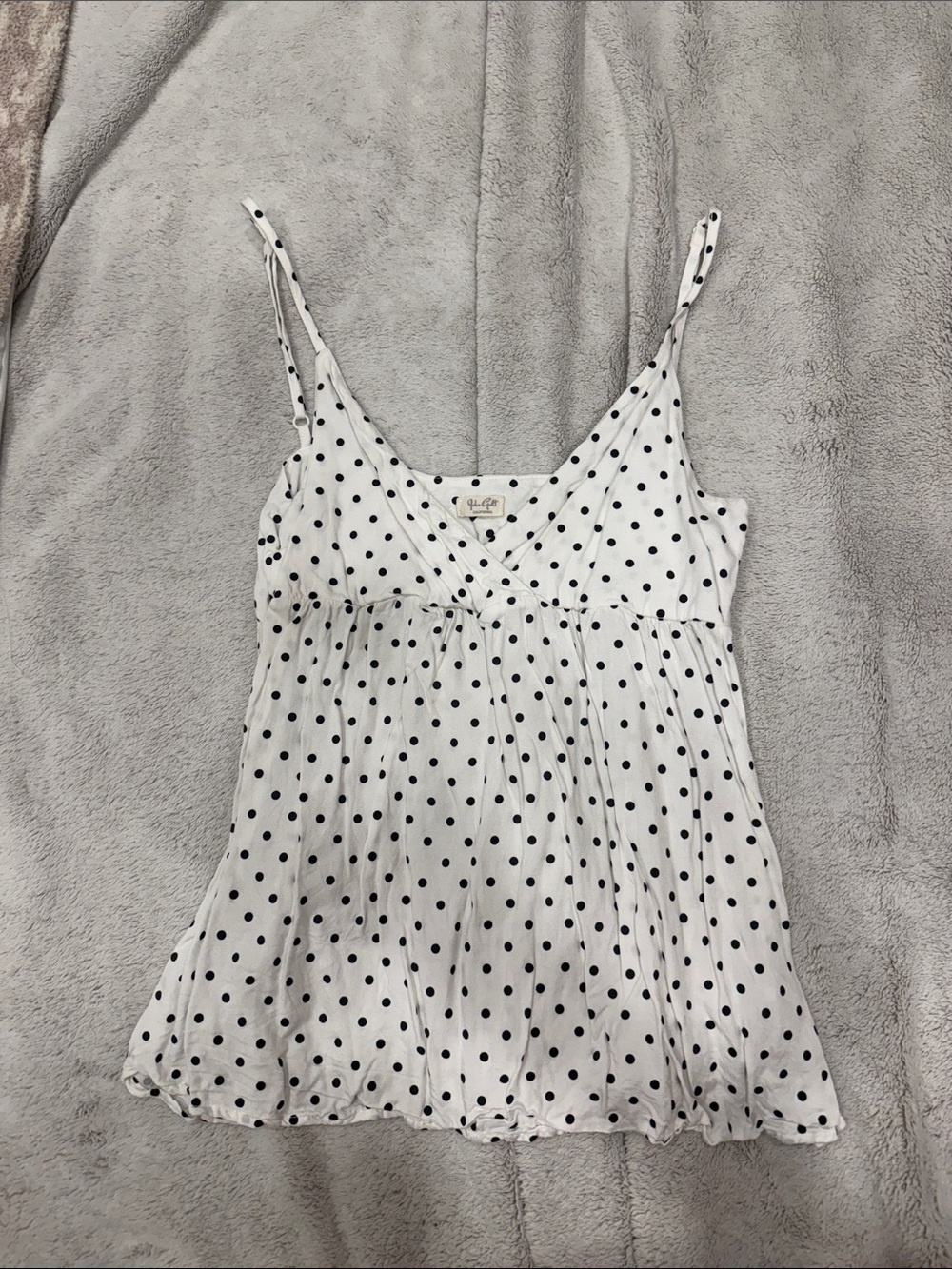 Brandy Melville White Polka Dot Spaghetti Strap Tank